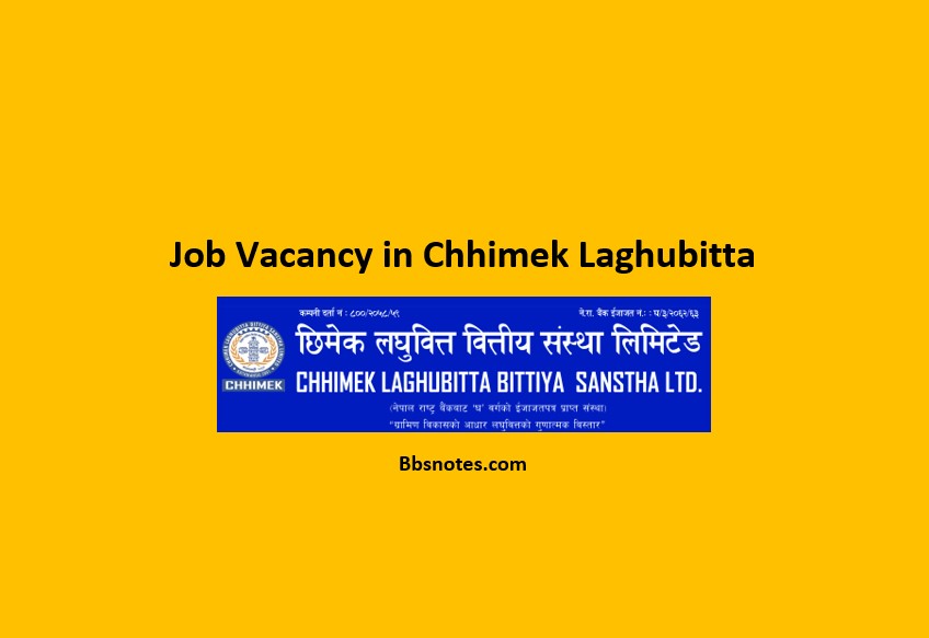 Job Vacancy in Chhimek Laghubitta
