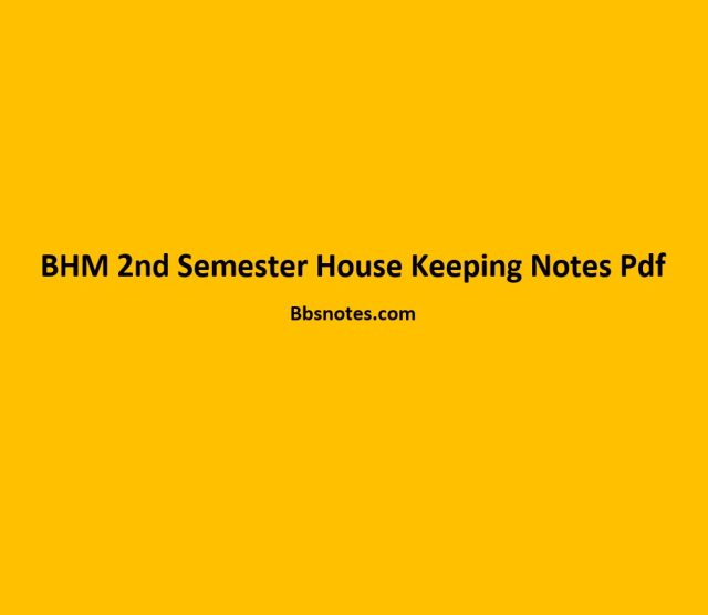 BHM 2nd Semester House Keeping Notes Pdf