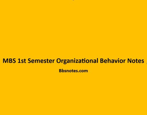 MBS 1st Semester Organizational Behaviour Notes MBS 1st Semester Organizational Behaviour Notes