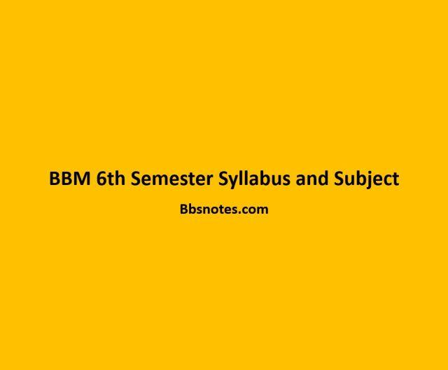BBM 6th Semester Syllabus and Subject