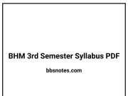BHM 3rd Semester Syllabus PDF BHM 3rd Semester Syllabus PDF