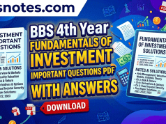 BBS 4th Year Fundamentals of Investment Important Questions PDF BBS 4th Year Fundamentals of Investment Important Questions PDF