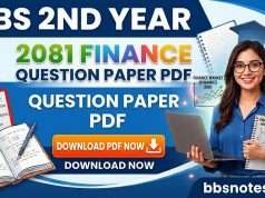 BBS 2nd Year Finance Question Paper 2081 PDF BBS 2nd Year Finance Question Paper 2081 PDF